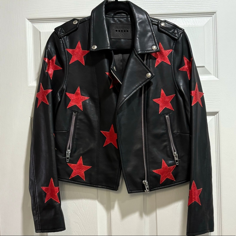 BLANK NYC Star Faux Leather Moto Jacket